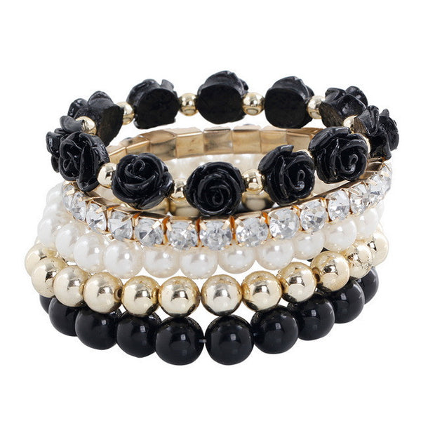 Flower Temperament Beads Stretch Bracelet